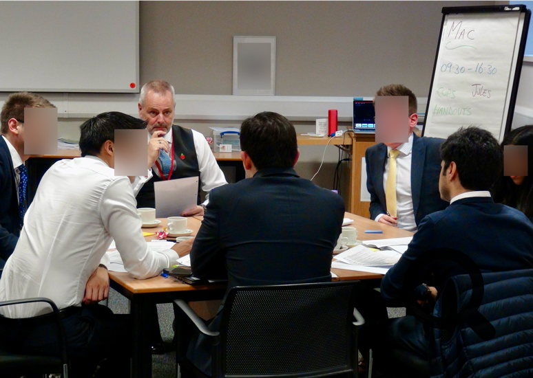 Mac Macdonald facilitating a discussion during a leadership and management programme.